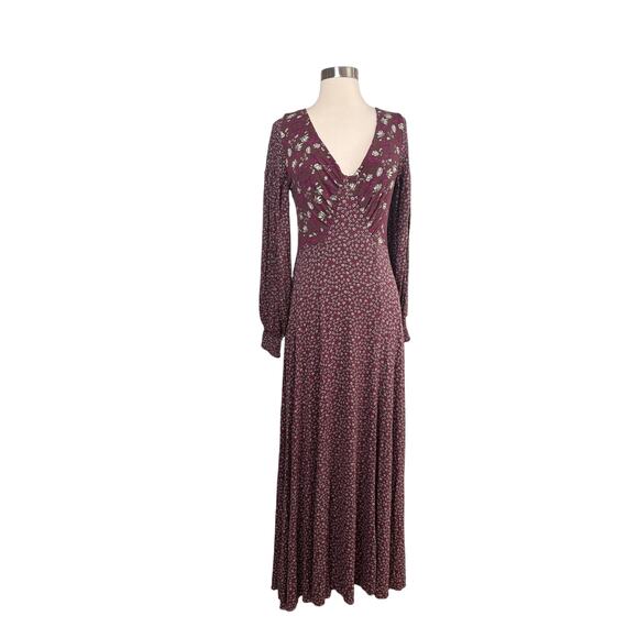 Free People Love  Story Maxi Dress in Rasin Combo Purple Size Medium NWT - Picture 2 of 12